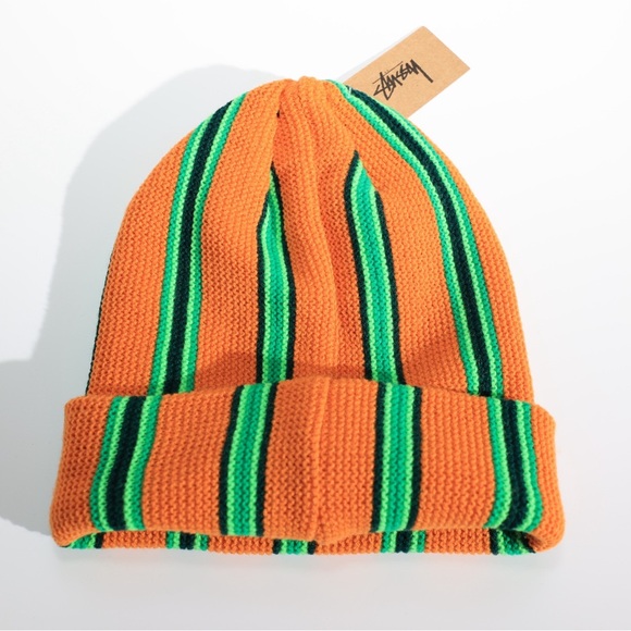 Stussy Striped Beanie - Orange and Green - Picture 6 of 6